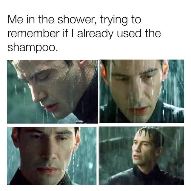 meme-about-forgetting-whether-you-used-shampoo-in-the-shower-keanu-reeves-the-matrix-neo-rain.jpg